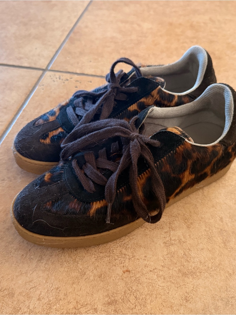 AllSaints Leopard-Print Low-Top Sneakers in Black and Brown
